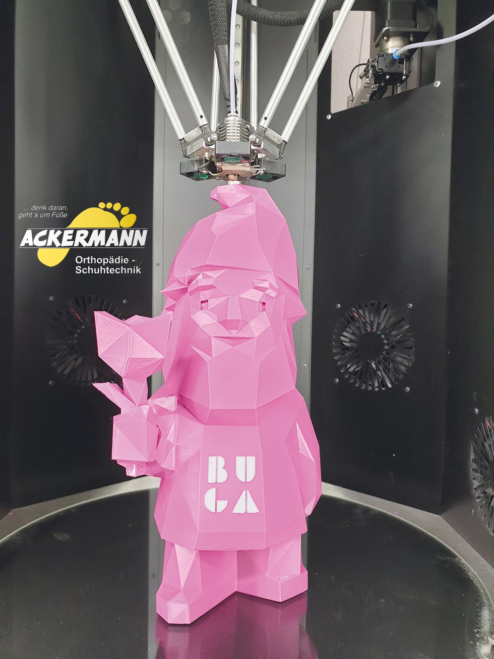 BUGA-Maskottchen Karl aus dem 3D-Drucker.